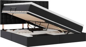 vidaXL Tárolós Ágy matracmal fejtámlával Fekete 180 x 200 cm Műbőr