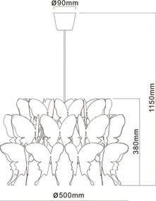 Gyerekszoba csillár FARFALLA 1xE27/60W/230V fehér