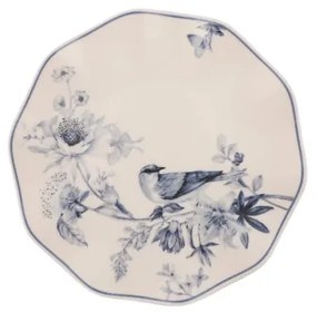 24 darabos étkészlet, fehér/kék, porcelán