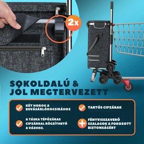 COMFORT bevásárlótáska lépcsőjáró kerekekkel, 50l, fekete Jurhan