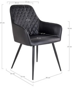 Fekete kárpitozott karfás étkezőfotel szett 2 db-os Harbo – House Nordic