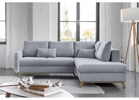 Scandic Lagom L világosszürke kinyitható kanapé, jobb oldalas - Miuform