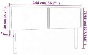 sötétbarna szövet LED-es fejtámla 144x5x78/88 cm