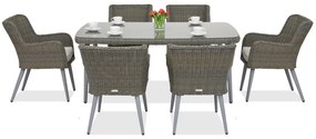 Garden Point Cordoba exkluzív 6 személyes technorattán kerti bútorok, szürke