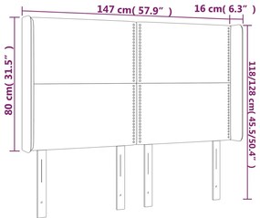 fekete műbőr LED-es fejtámla 147x16x118/128 cm