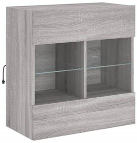 szürke sonoma színű fali TV-szekrény LED-ekkel 58,5x30x60,5 cm