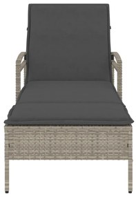 világosszürke polyrattan napozóágy párnával 63x200x81 cm