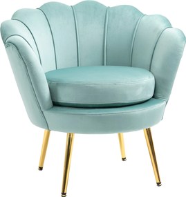 HOMCOM Vintage Stílusú Karosszék Kék Velúrral, Magas Támlás Hálószobai Karosszék 76x67x74cm, Zöld | Aosom