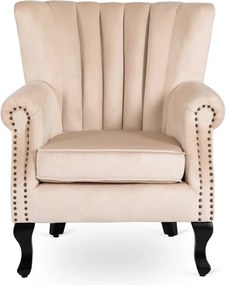 Chesterfield Fotel Bézs Bársony Kárpittal. MALLO