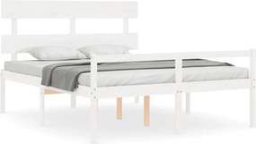 vidaXL fehér tömör fa ágy időseknek fejtámlával 160x200 cm