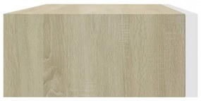 2 db tölgyszínű és fehér MDF fiókos fali polc 40 x 23,5 x 10 cm