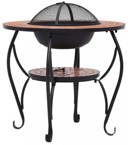 terrakotta kerámia mozaik tűztál asztallal 68 cm