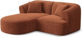 Terrakotta színű kordbársony sarokkanapé (bal oldali-heverő résszel) Campi – Cosmopolitan Design