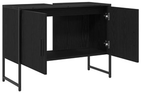 Fürdőszobai mosdószekrény Fekete tölgy 80x33x60 cm Mérnöki fa