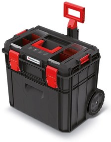 Bőrönd A kerekekkel, 51 cm, rekesszel és rendszerezővel, fekete