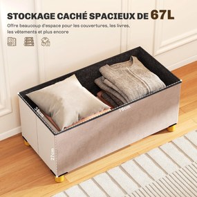 HOMCOM Tároló Pad, Ágy Végére, Összecsukható, 76 x 38 x 38 cm, űrtartalom 67 L, teherbírás 120 kg, fedéllel, hálószobába, előszobába, nappaliba, rózsa