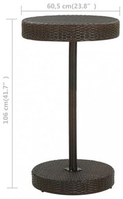 barna polyrattan kerti asztal 60,5 x 106 cm