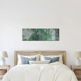 Kép - Beton textúra levelekkel (órával) (90x30 cm)