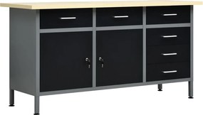 vidaXL fekete acél munkapad 160 x 60 x 85 cm