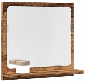 antik fa színű szerelt fa tükrös fürdőszobaszekrény 40x11x37 cm