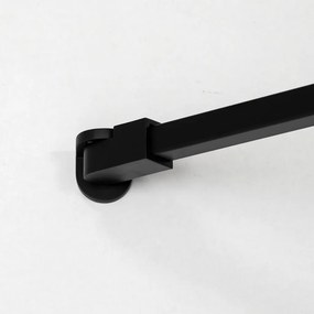 Stuxi Milano Gate Black falsíkra szerelhető, két oldalfalas walk-in zuhanyfal, 70x70 cm, 8 mm vastag vízlepergető biztonsági üveggel, helytakarékos sarokmerevítőkkel