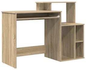 vidaXL Íróasztal Tárolóval Sonoma tölgy 120,5x44x88,5 cm Szerelt fa