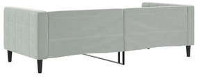 világosszürke bársony kanapéágy 90 x 200 cm