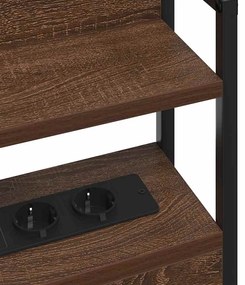 Fejtámla LED -es lámpákkal polcokkal barna tölgy 200 cm Faanyag