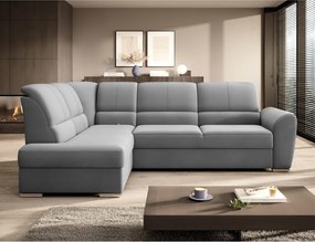 Szürke bársony kinyitható-tárolóhelyes sarokkanapé (bal oldali-L alakú) Siber – ELTAP