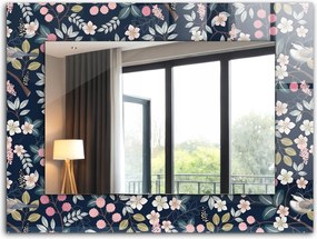 Fürdőszoba tükör hálószoba nappali nyomott mintával 80x60 cm Virágok levelek madarak