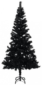 fekete PVC műkarácsonyfa állvánnyal 150 cm