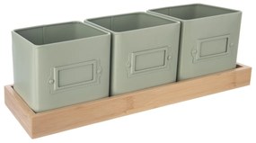 Orion Fém virágcserepek alátéttel Greenish, 37 x13,5 x 12 cm
