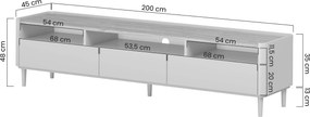 Elivo TV-szekrény 200 cm lábakon - eukaliptusz / baltic dune tölgy