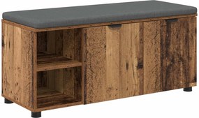 vidaXL Előtér pad Öreg fa 100 x 38 x 46 cm Műanyag Fa és Szövet