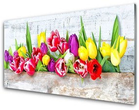 Üvegkép Tulipán virágok természet 100x50 cm 2 fogas