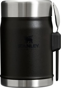 Matt fekete rozsdamentes acél ételtartó termosz 400 ml Legendary Food Jar + Spork Black 2.0 – Stanley