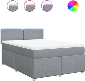 vidaXL világosszürke szövet rugós ágy matraccal 140 x 190 cm