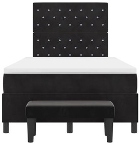 Box Spring Ágy Matraccal &amp; Paddal Fekete 120x190 cm Bársony