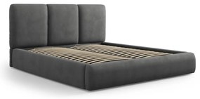 Szürke kárpitozott ágyneműtartós franciaágy ágyráccsal 200x200 cm Brody – Mazzini Beds