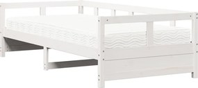 vidaXL fehér tömör fenyőfa kanapéágy matraccal 90 x 200 cm