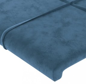 sötétkék bársony LED-es fejtámla 144x5x78/88 cm