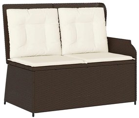Barna polyrattan dönthető kerti pad párnával