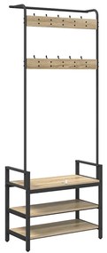 Kabáthorog polcokkal sonoma tölgy 75 x 34 x 184 cm Faanyag