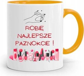 Sárga Bögre Kozmetikusoknak A Legjobb Körmök! fényképes nyomattal