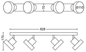 Philips 50604/31/P0 - LED Spotlámpa BUKKO 4xLED/4,3W/230V