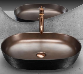 Rea Cleo, asztali mosdó 605x410x140 mm, réz matt-fekete, REA-U6383