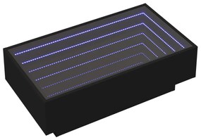 Fekete szerelt fa dohányzóasztal LED-del 90 x 50 x 30 cm