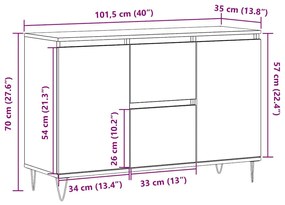 antik fa színű szerelt fa tálalószekrény 104 x 35 x 70 cm