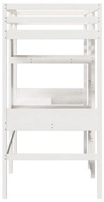fehér tömör fenyő galériaágy-keret matrac nélkül 75 x 190 cm