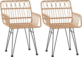 vidaXL 2 db fekete PE rattan karfás kerti szék 56 x 64 x 80 cm